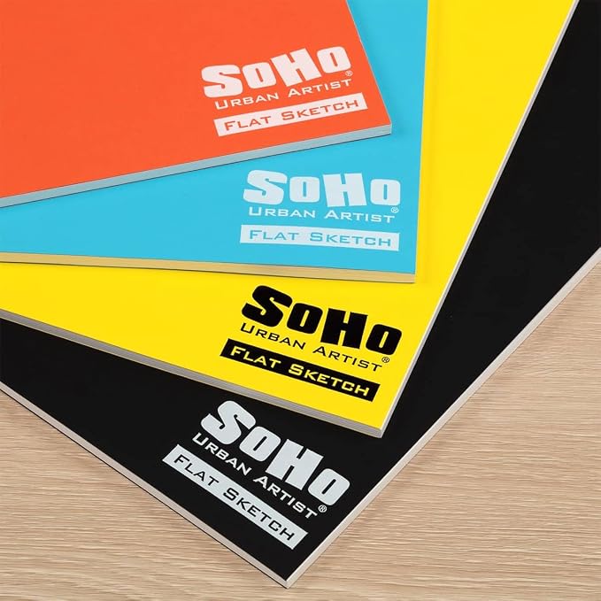 Soho Urban Artist Tape Bound Lay Flat Sketch Book, Salmon Cover, 6x8 12 Pack, 30 Sheets Each (360 total), Smooth Mixed Media Sketchbook, 71lb. (106 gsm) Paper Travel Art Journal, Soft Cover