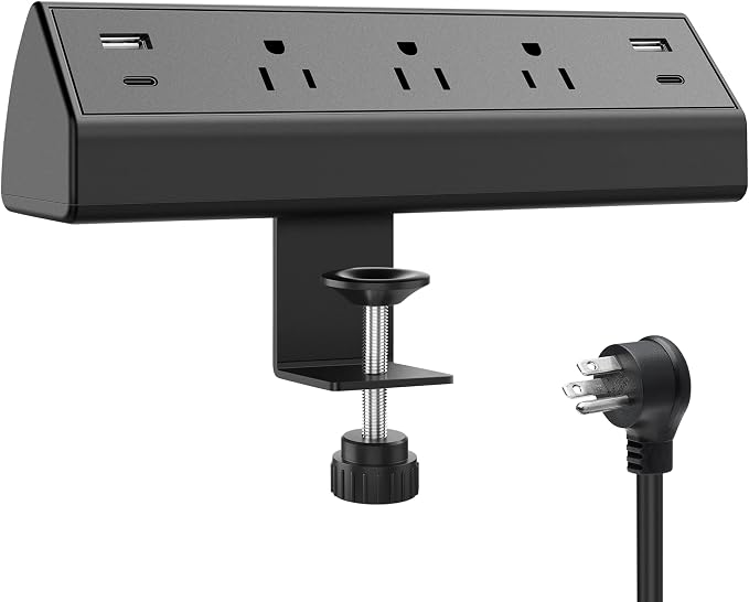 Jgstkcity Desk Clamp Power Strip,40W Total Fast Charging Station,2 PD 20W USB C Ports,Desk Edge Mount Surge Protector for Home, Office,3 Outlets,Fit 1.96" Tabletop Edge,ETL Listed | 2 PD 20W USB C Ports, 3 Outlets, Desk Edge Mount, Fit 1.96" Tabletop E...