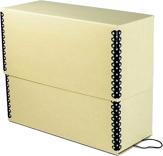 Lineco Archival Document Storage Box, Tan, 12.5" x 10.5" x 5" | Letter-Sized, Metal Edge, Acid-Free Boxboard Case, Organize Files, Prints, Photos