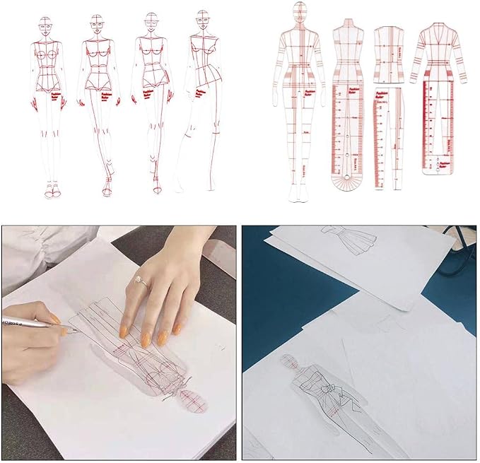 DYNWAVE 8 Pcs French Curve Template Ruler Set,Sewing Humanoid Patterns Design for Dressmaking, Tailoring, Fashion Designing