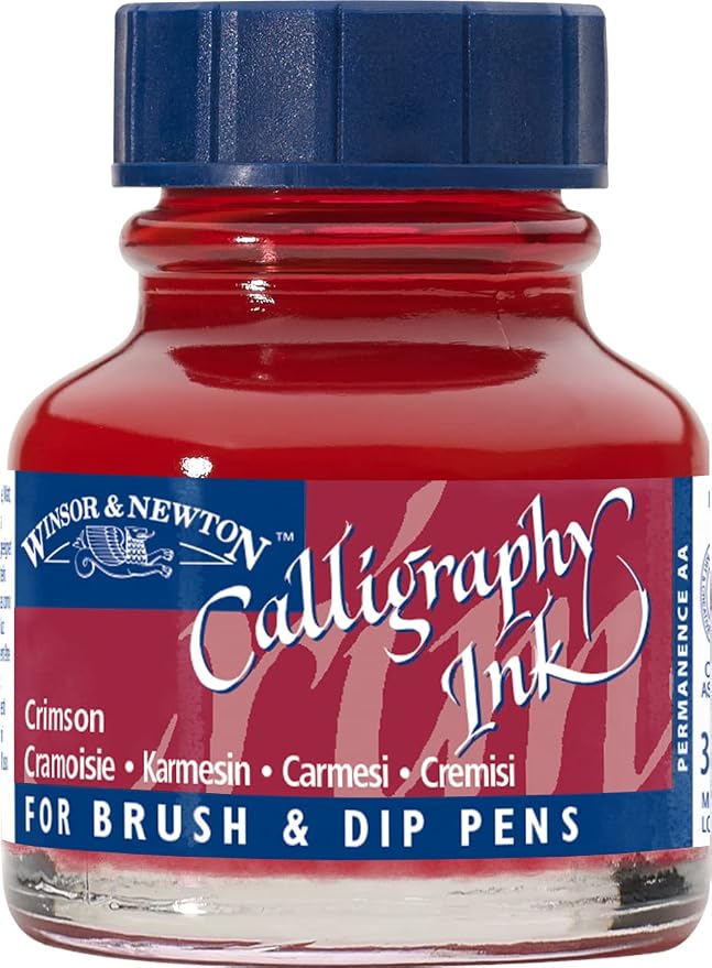 Winsor & Newton Calligraphy Ink, 30ml (1-oz) Bottle, Crimson