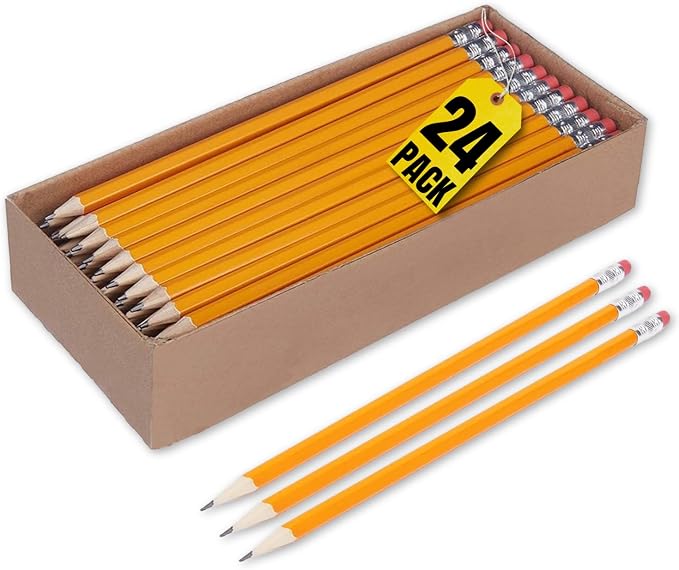1InTheOffice #2 Wooden Pencil, Woodcase Pencils HB (#2), Black Lead, Yellow Barrel - 36/Pack (24)