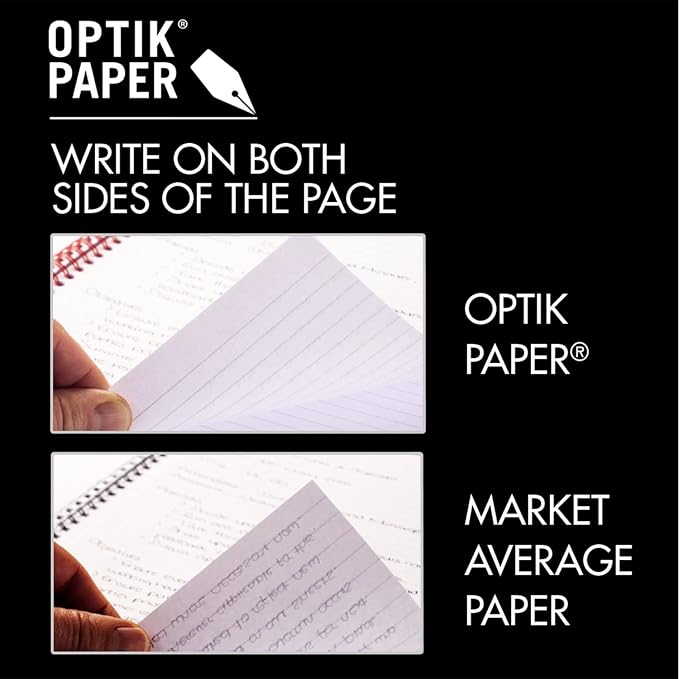 Black n' Red Notebooks, Business Journals, 3 Pack, 8-1/4" x 5-7/8", 70 Sheets, Ruled, Optik Paper, Scribzee App, Flexible Poly Cover, Wirebound, Black (400161061)