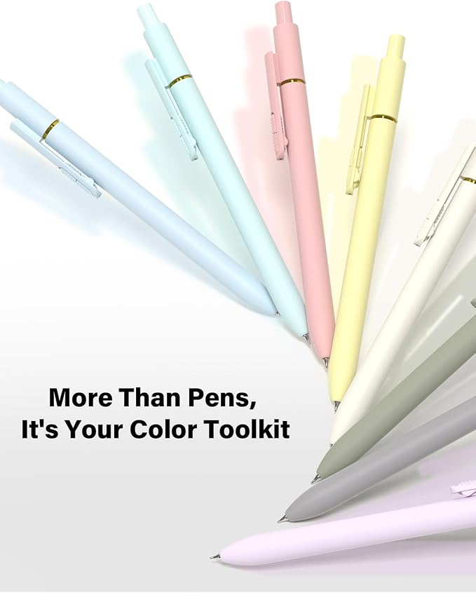 inkipen Blue Ink Fidget Pens, 8 Pcs 0.5mm Fine Point Retractable Smooth Writing Pen, Quick Drying Colored Ink Pens for Journaling School Office Supplies, Morandi Blue Ink
