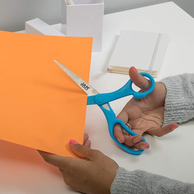 JAM PAPER Multi-Purpose Precision Scissors - 8 Inch - Blue - Ergonomic Handle & Stainless Steel Blades - Sold Individually