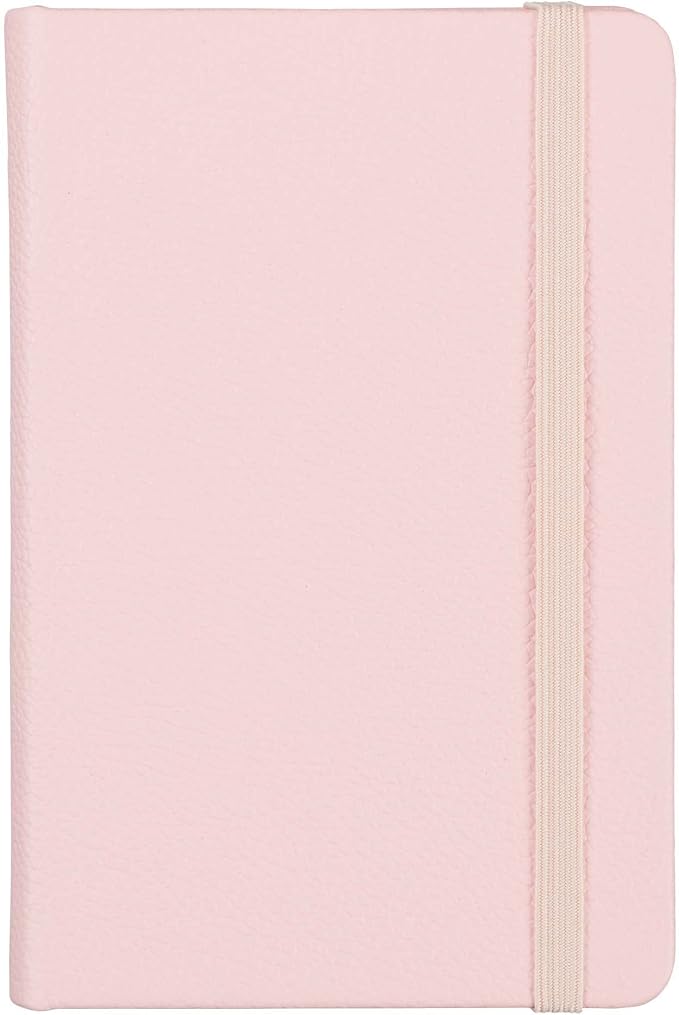 Leather Pocket Notebook, Writing Journal, Full-Grain Leather, Narrow Ruled Paper, Notebooks for Work & School, Quartz Pink (5.7" x 3.8”)
