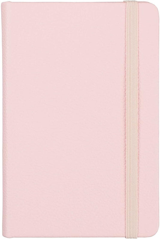 Leather Pocket Notebook, Writing Journal, Full-Grain Leather, Narrow Ruled Paper, Notebooks for Work & School, Quartz Pink (5.7" x 3.8”)