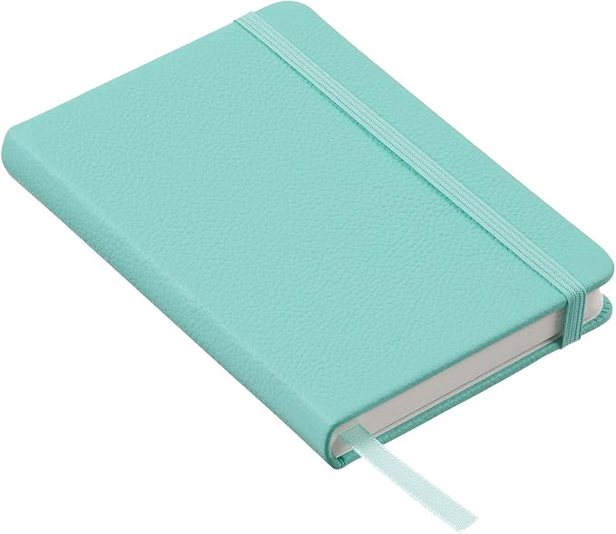 Leather Notebook, Writing Journal, Full-Grain Leather, Narrow Ruled Paper, Notebooks for Work & School, Reef Blue (5.7" x 3.8”)