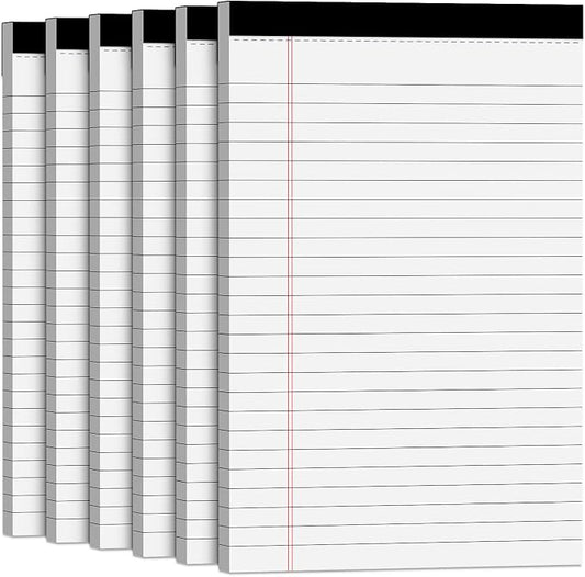 Note Pads 5x8 Small Legal Pads White Notepad, 6 Pack, Narrow Ruled Notepads, Micro Perforated Legal Writing Pads Memo Pad, 30 Sheet/ Note Pad, Notebook Paper Tablet for School, Lined Note Pad 5x8''