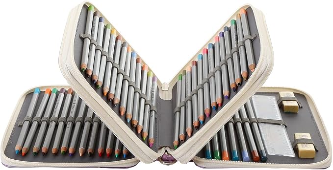 Portable Colored Pencil Case-72 Slots Colored Pencil Case Organizer with Zipper for Watercolor Pens, Pencil Case Organizer for Artist