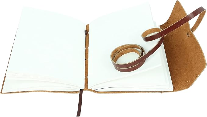 KomalC Handmade Leather Journal | Writing Diary | Bound Daily Notepad For Men & Women Unlined Paper Medium, writing pad gift for artist, sketch