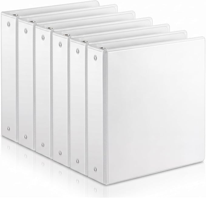 SUIN 1.5-Inch 3-Ring Binders with 2 Interior Pockets, Premium Clear View Presentation Binder Holds 325 Sheets Letter Size, Office School Home,6 Pack