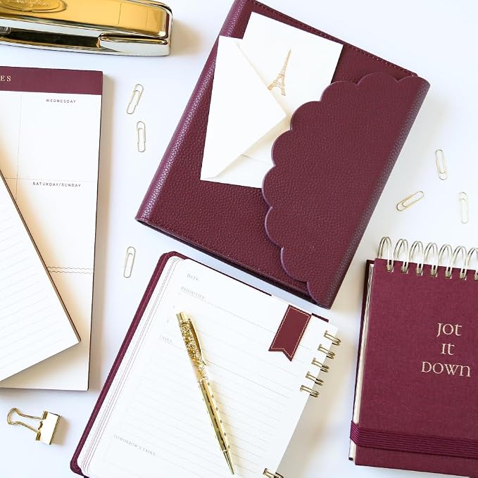 Graphique Vegan Leather Wrap Journal Luxe Collection, Hardcover Diary Notebook for Writing, 160 Lined Pages, 7” x 8.75”, Plum Red