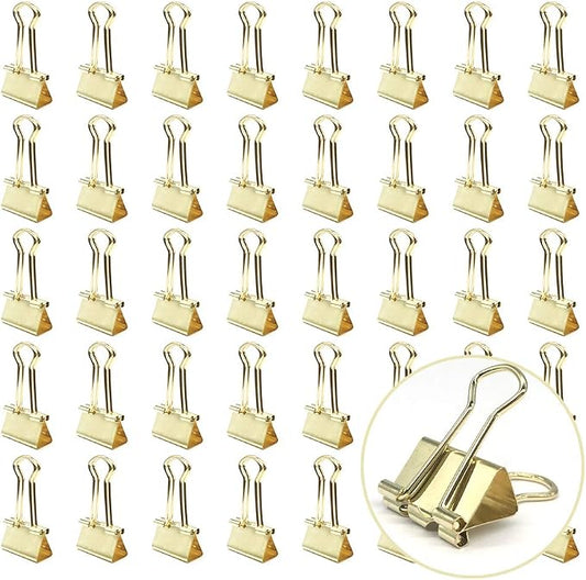 Gold Binder Paper Clips - Small, 3/4 inch Width Clips for Office School Supplies, 80 Pack