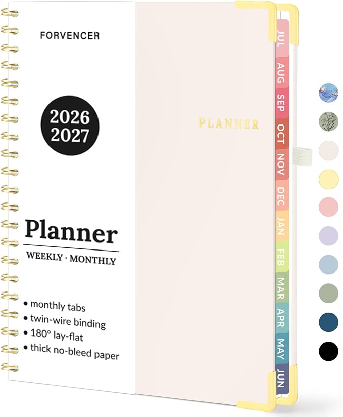 Forvencer Academic Planner 2026-2027, July 2026-June 2027 Weekly & Monthly Hardcover Calendar Planner, 8.5" X 11", Daily Agenda Book, School Office Notebook College Teacher Organizer A4, Off-white