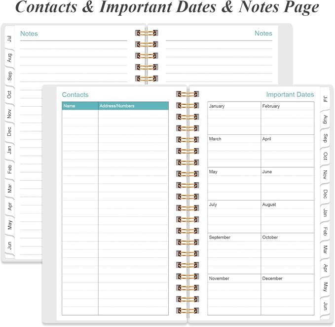 2026-2027 Pocket Planner/Calendar - 2026-2027 Planner from July 2026 - June 2027, Planner 26-27 with 12 Tabs, Twin-Wire Binding, Inner Pocket, 3.75" x 6.75, Teal Flowers