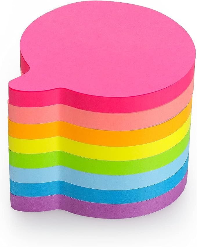SIMONA Bubble Shape Sticky Notes 8 Bright Colors, 600 Sheets | Cute Bubble Design Self-Sticky Note Pads, 8 Assorted Bright Colors Sticky Notes for Office, School, Family