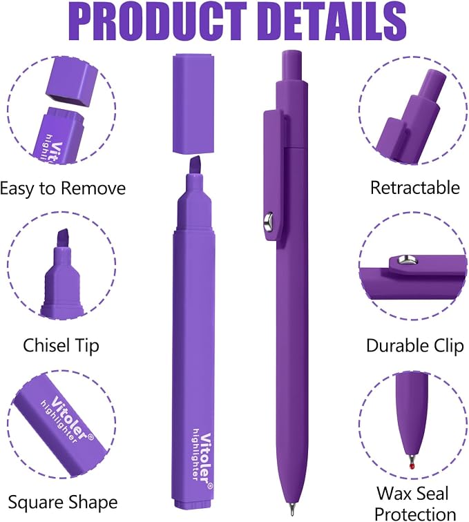Piochoo Highlighters and Pens Set,6 Pack Highlighters Assorted Colors and 6 Pack 0.5mm Gel Pens Black Ink Smooth Writing for Women Nurse Men School Supplies