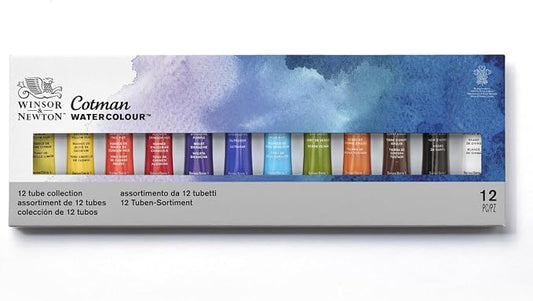 Winsor & Newton Cotman Watercolor Paint Set, 12 Colors, 8ml (0.27-oz) Tubes
