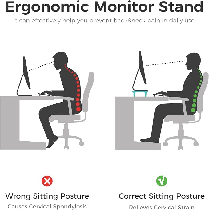 loukin Dual Monitor Stand Riser for Desk, 43.6"×8.2" Computer Stand, Black | Supports 22 lb, No Installation Required, Water-Resistant Surface, Fits Laptops and Printers, Ergonomic Design