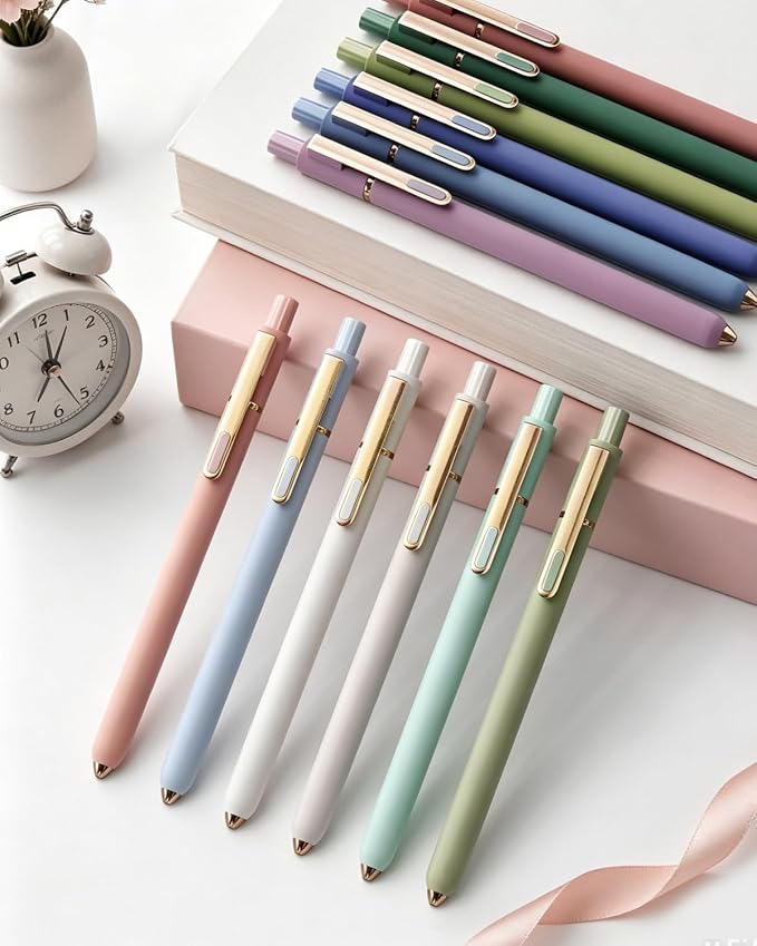 SUNEE Gel Pens, 12 Pack 0.5mm Pens Fine Point Smooth Writing Pens with Quick-Dry Black Ink, Cute Aesthetic School Office Note-Taking Pens for Journaling - Assorted