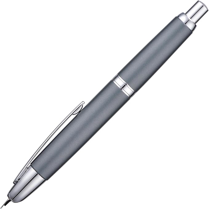 Jinhao 10 Press Fountain Pen with Box, Metal Gray Retractable Fine Nib with Ink Converter Set (Silver Clip)