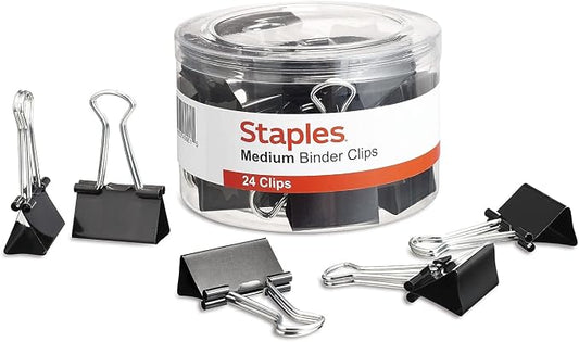 Staples Binder Clips, Medium Size, 1.25" Width, Black, 72 Pack – Strong Hold Clips for Paper Stacks & Office Files