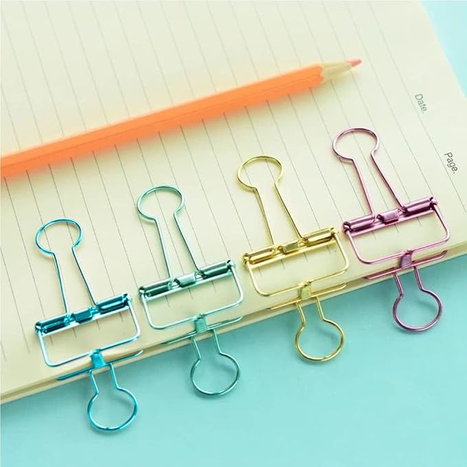 Small Binder Clips, 36 Pack, 3/4 Inch, Standard 19mm, Hollow Out Blue, Paper Clips, Fold Clamp, Capacity 0.31 Inch, Paper Clips, Micro Office Clips