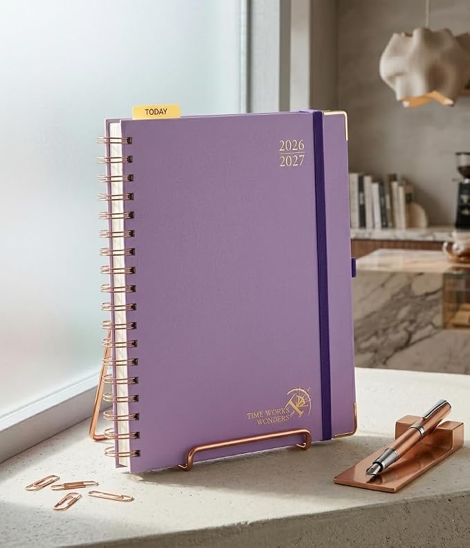 POPRUN 2026-2027 Weekly Planner 10" x 8"Weekly and Monthly Planner Calendar | Jul 2026 - Jun 2027，Daily Agenda Book & Appointment Book with Hourly Schedule, Tabs, Hardcover- Violet