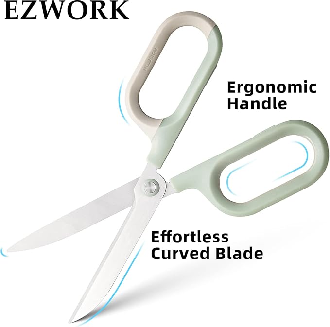 Multipurpose Scissors, Comfort-Grip Handles Sharp Scissors for Office Home School Craft Sewing Fabric Supplies (7", Green-1)