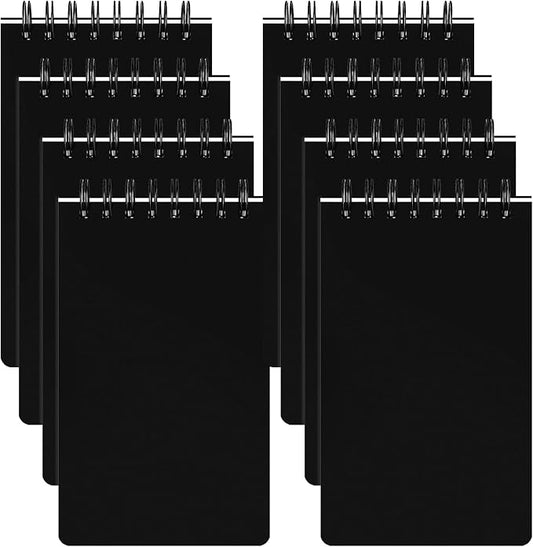 Thboxes 8 Pack Pocket Notebooks, 3 x 5 Spiral Notepads Mini Notebook 60 Sheets/120 Pages Small Notepads with Lined Pages Memo Pads for School College Office Home (Black)