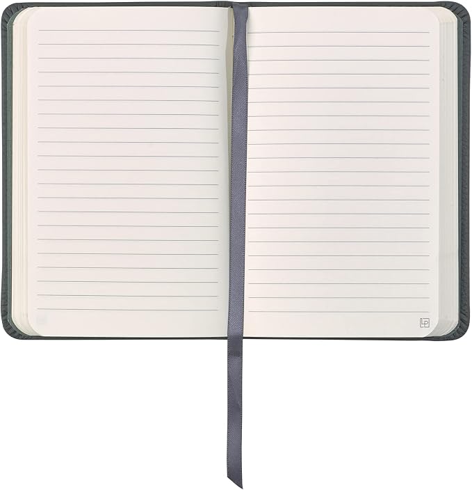 Leather Pocket Notebook, Writing Journal, Full-Grain Leather, Narrow Ruled Paper, Notebooks for Work & School, Twilight Gray (5.7" x 3.8”)