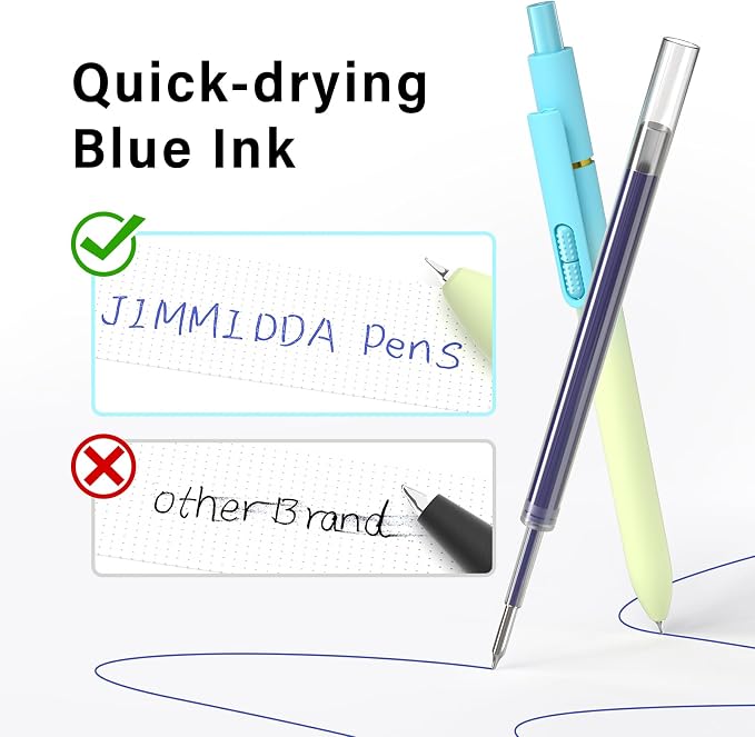 8 Pack Blue Gel Pens - 0.7mm Medium Point, Quick Drying Blue Ink | Smooth Writing No Smudge, Stress Relief Fidget, Left Handed, Retractable Pens for Journaling, Note Taking, School, Office