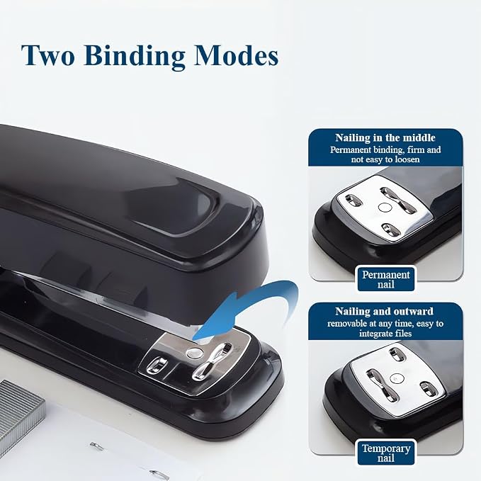 M&G Desktop Stapler with 25 Sheet Capacity, Two Binding Modes, Basic Stapler Set with 1000 Staples and Remover, Durable Staplers for Office Home (Black)