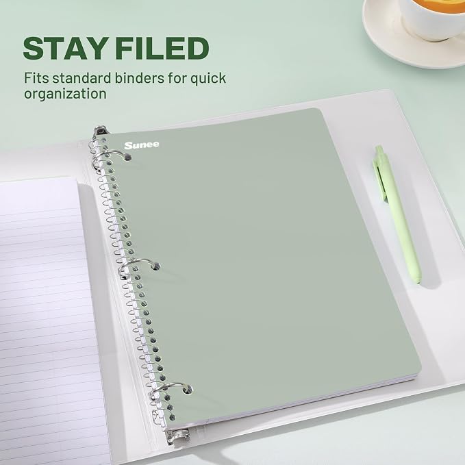 SUNEE Spiral Notebooks, 3 Pack, 1-Subject, College Ruled Paper, 8" x 10-1/2", 70 Sheets per Notebook, Assorted Aesthetic Colors Spiral Notebooks for School