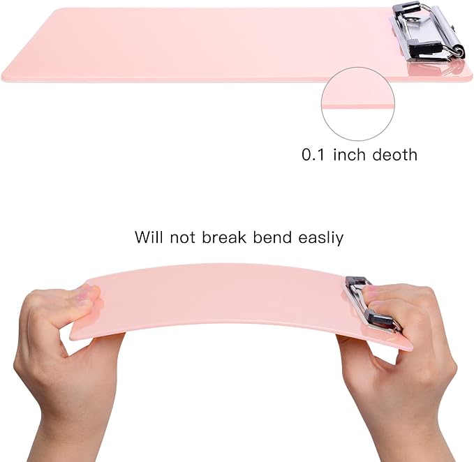 Hongri Plastic Small Clipboard, Pink A5 Memo Size Clip Board (Pack of 6) | Mini Size 6 x 9 in for Students, Teacher, Women, Office & School Supplies