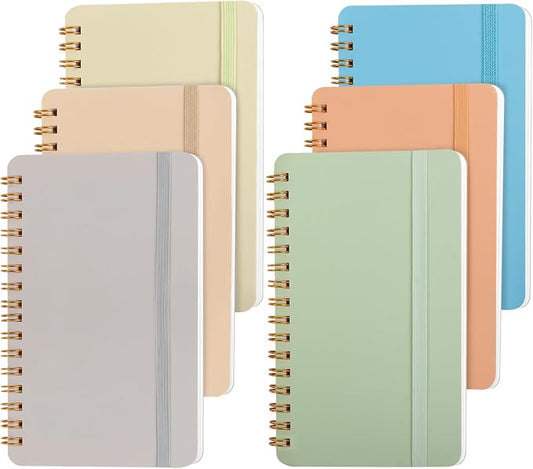 Azureal 6 PCS Small Spiral Notebook 4x6, Notebooks for Note Taking, Scheme Spiral Journal Notebook, Work Notebook Small Notebooks with Strap, Cute Notebooks for Women(Morandi Color)