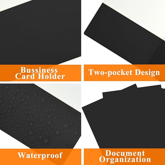 pmybupo 50Pcs Black Two-Pocket Heavyweight File Folder,Letter Size,Paper File Folder for School Office Home Bussines