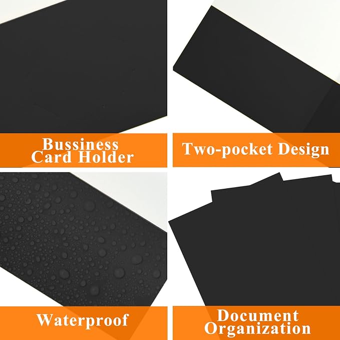 pmybupo 25Pcs Black Two-Pocket Heavyweight File Folder,Letter Size,Paper File Folder for School Office Home Bussines