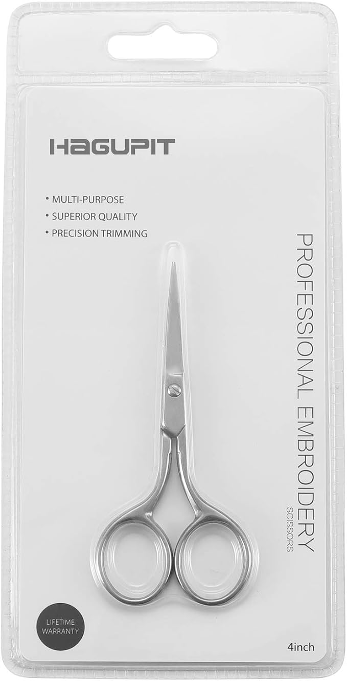Small Precision Embroidery Scissors, 4" Forged Stainless Steel Sharp Pointed Tip Detail Shears for DIY Craft Thread Cutting, Needlework Yarn & Sewing