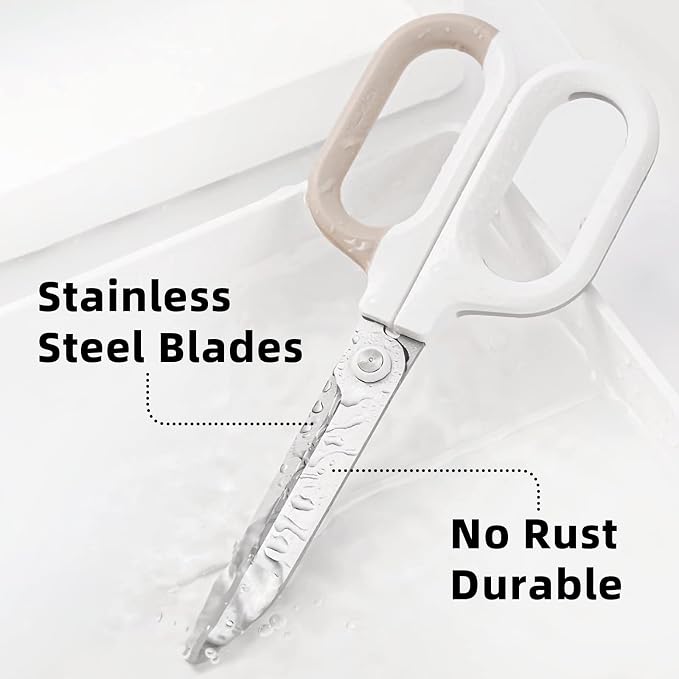 Multipurpose Scissors, Comfort-Grip Handles Sharp Scissors for Office Home School Craft Sewing Fabric Supplies (7", White-1)