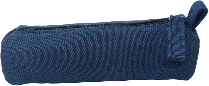 Heavy Canvas Stationery Portable Simple Pencil Bag and Practical Durable Compact Zipper Pencil Case 1 Pack Blue