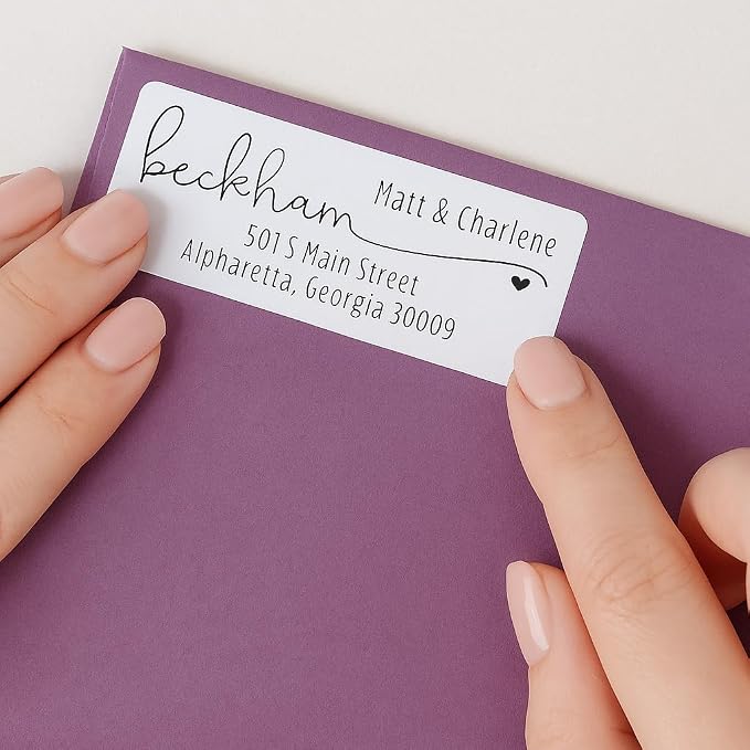 White Address Labels - Personalized Return Address Labels, Mailing and Shipping Labels for Envelopes, Packages, Business, Home by PrettySweetParty (250, Heart)