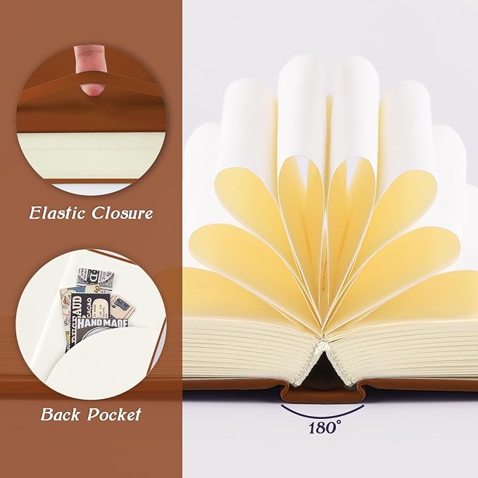 qianshan Mix Media Pad,3.5"x5.5" Small Hardcover Leather Art Sketchbook,105 GSM 200 Sheets/400 Pages Acid Free Artistic Painting Drawing Sketching Writing Paper, Handy Pocket Journal Notebook.Brown