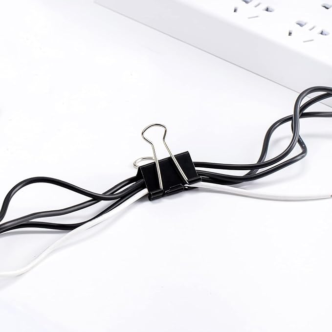 Amazon Basics Sturdy Binder Clips, Office Supplies, Small 0.75 in, Document Organizing, School Supplies, Black, 144 Count (Pack of 12)