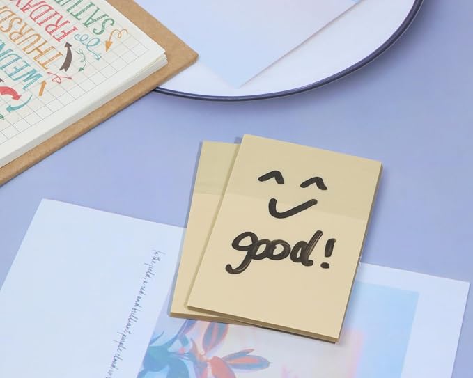 ONLYKXY 2 Pack Rectangle Transparent Sticky Notes 2.95x1.96inch Waterproof Index Sticker Self-Stick Book Tabs 100 Sheets PET Markers Sticky Notes Pad (Light Camel)