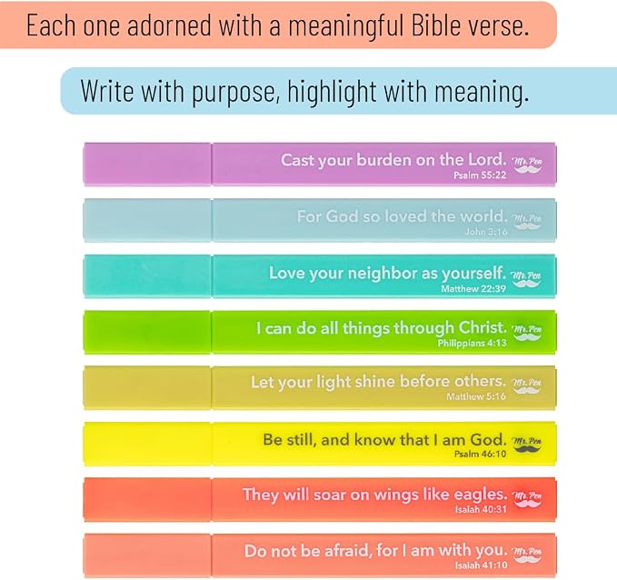 Mr. Pen- Bible Highlighters with Color-Coding System, 8 Pack | Soft Chisel Tip, Aesthetic Highlighters Assorted Colors