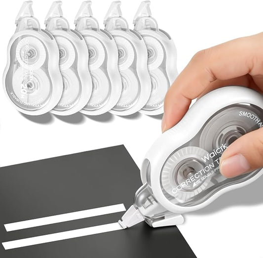 Correction Tape with Dispenser, 65.6ft, Tear-Resistant, Easy-to-Use Applicator, for Office or School, 5-Pack (5, White)