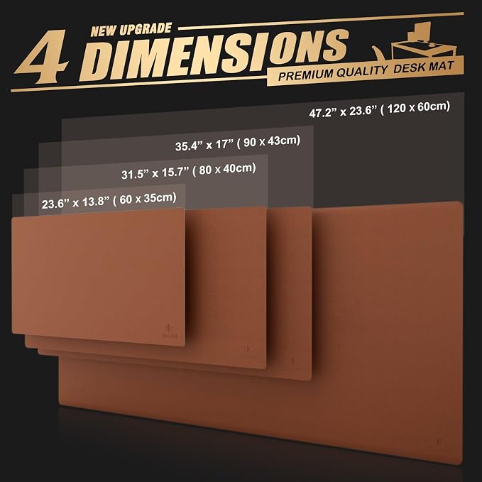 K KNODEL Extra Large Desk Mat, Leather Mouse Pad (47.2"x23.6", Brown) | Desk Pad, Keyboard Pad, Computer and Laptop Mat, Desktop Protector and Cover, Writing Pad and Blotter for Home Office