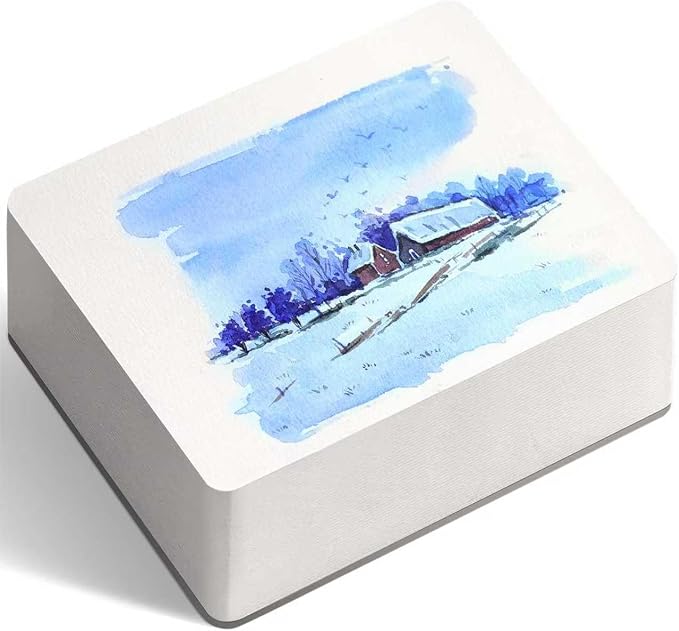 FLUNBRATO Watercolor Pad 80 Sheets, 3.5 x 5.1 Inch, 100% Cotton Mini Travel Watercolor Block, Cold Press 140LB 300GSM, Two-Edge Glue Binding Compact Notebook Mixed Media for Painting